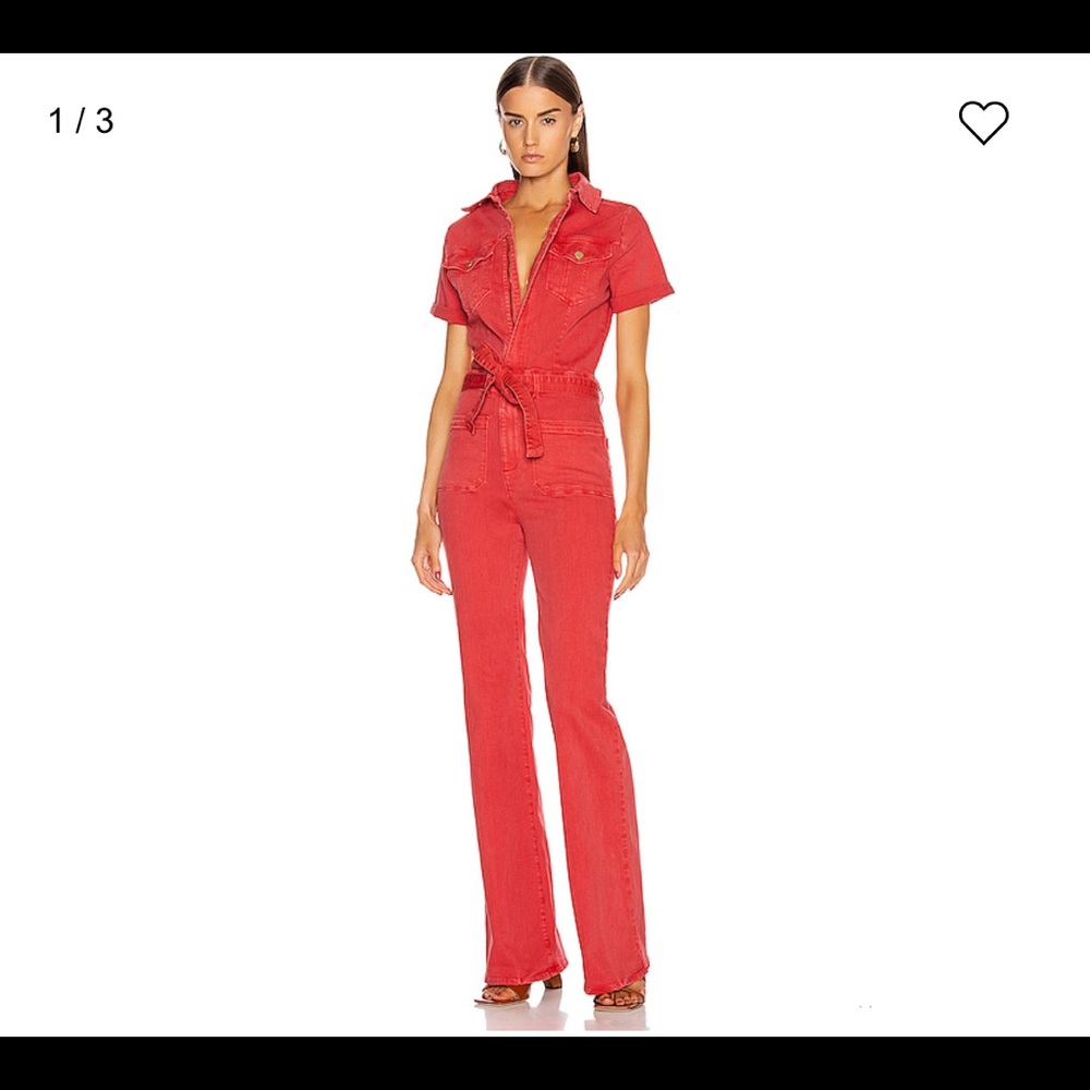 FRAME Le Bardot Jumpsuit in Cherry